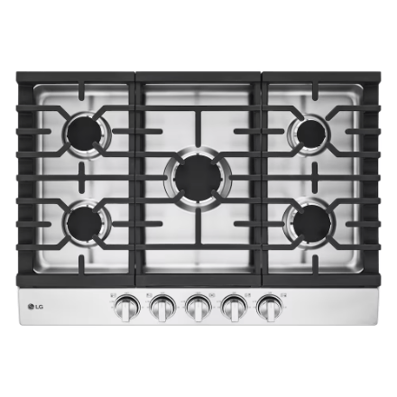 My Store LG Electronics 30-inch Gas Cast Iron Cooktop with 5 Burners including 20K BTU Burner in Stainless Steel