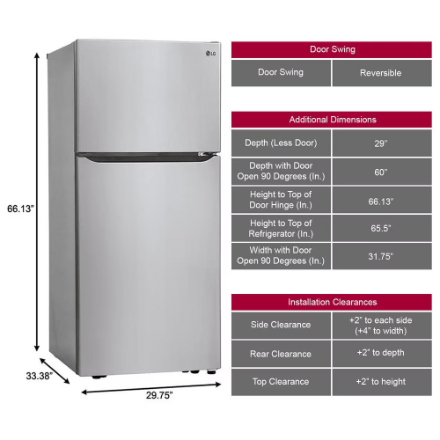 My Store LG Electronics 30-inch W 20 cu. ft. Top Freezer Refrigerator with Multi-Air Flow in Stainless Steel - ENERGY STAR®