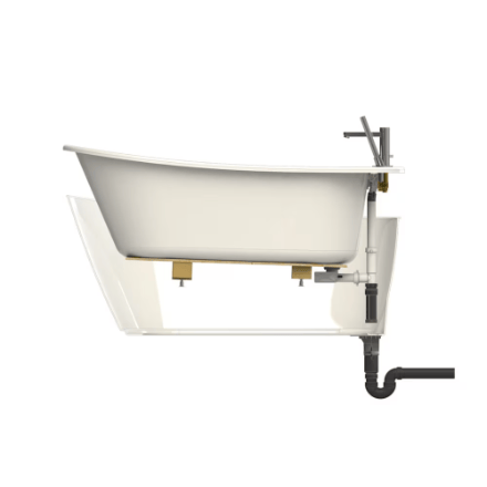 My Store MAAX Sax 60 in. L x 32 in. W x 25 in. H 2-Piece Oval AcrylX Applied Acrylic Freestanding Bathtub, End Drain, in White with 14 inch Soaking Depth