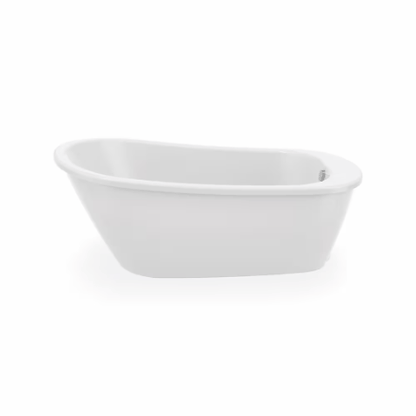 My Store MAAX Sax 60 in. L x 32 in. W x 25 in. H 2-Piece Oval AcrylX Applied Acrylic Freestanding Bathtub, End Drain, in White with 14 inch Soaking Depth