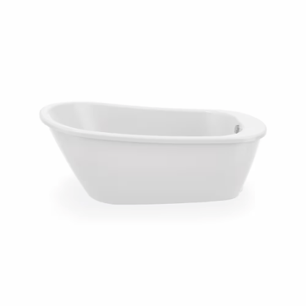 My Store MAAX Sax 60 in. L x 32 in. W x 25 in. H 2-Piece Oval AcrylX Applied Acrylic Freestanding Bathtub, End Drain, in White with 14 inch Soaking Depth