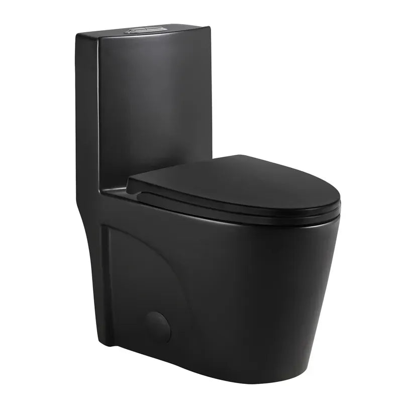 My Store Matte black dual-flush one-piece toilet with elongated bowl LUDO