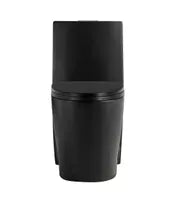 My Store Matte black dual-flush one-piece toilet with elongated bowl LUDO