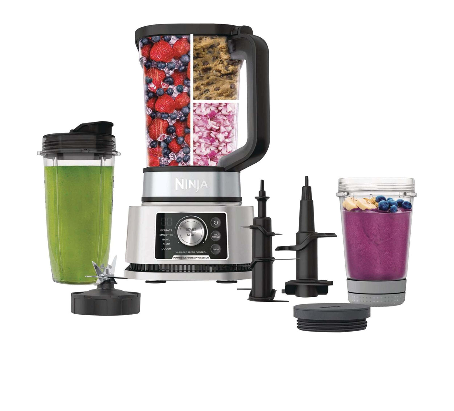 My Store Ninja® Foodi™ Power Blender & Processor System w/ Smoothie Bowl Maker & Nutrient Extractor, Silver, 1400W