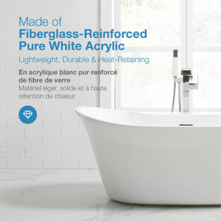 My Store Ove Decors Riley 60-inch Freestanding Tub in White