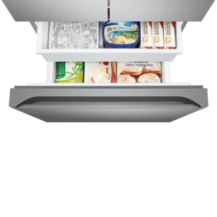 My Store Samsung 33-inch W 18 cu. ft. Smart 3-Door French Door Refrigerator in Stainless Steel, Counter Depth - ENERGY STAR®