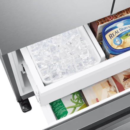 My Store Samsung 33-inch W 18 cu. ft. Smart 3-Door French Door Refrigerator in Stainless Steel, Counter Depth - ENERGY STAR®