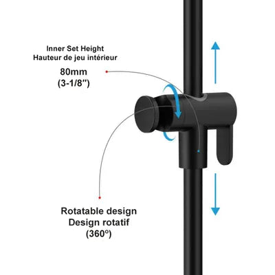 The Home Delight Black shower rail with hand shower