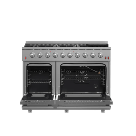 The Home Delight Forno Galiano 48-inch Gas Range Stainless Steel, 8 Burners, 107,000 BTU, Griddle, 6.58 cu.ft. Double Ovens