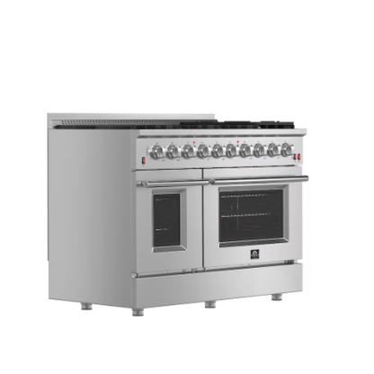 The Home Delight Forno Galiano 48-inch Gas Range Stainless Steel, 8 Burners, 107,000 BTU, Griddle, 6.58 cu.ft. Double Ovens