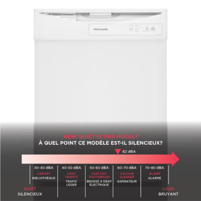 The Home Delight Frigidaire 24-inch Front Control Dishwasher Ultra Quiet in White
