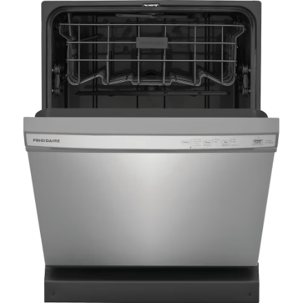 The Home Delight Frigidaire 24-inch Front Control Dishwasher with 3 Spray Arms and MaxDry Technology in Stainless Steel