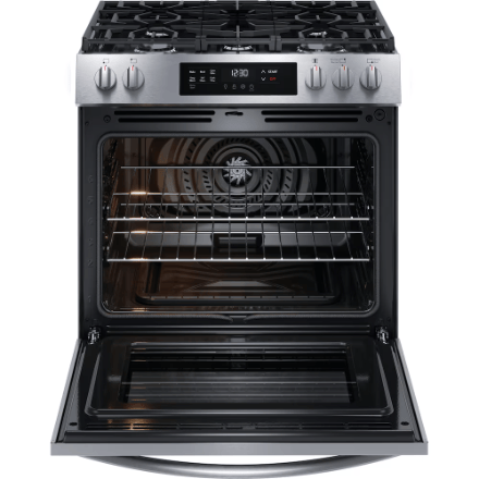 The Home Delight Frigidaire 30-inch Freestanding Gas Range with Convection Bake and Self-Cleaning Oven in Stainless Steel