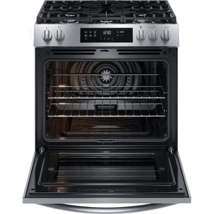 The Home Delight Frigidaire 30-inch Freestanding Gas Range with Convection Bake and Self-Cleaning Oven in Stainless Steel