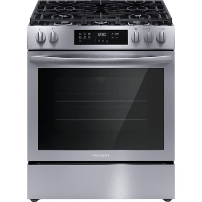 The Home Delight Frigidaire 30-inch Freestanding Gas Range with Convection Bake and Self-Cleaning Oven in Stainless Steel
