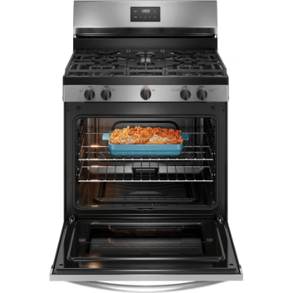 The Home Delight Frigidaire 30-inch Freestanding Gas Range with Quick Boil in Stainless Steel