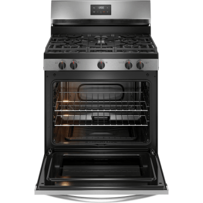 The Home Delight Frigidaire 30-inch Freestanding Gas Range with Quick Boil in Stainless Steel