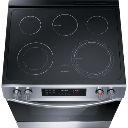 The Home Delight Frigidaire 30-inch Slide-In Electric Range with Even Temp Cooktop and Steam Clean in Stainless Steel