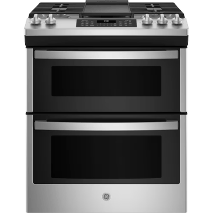 The Home Delight GE 30 -inch Slide-in Gas Range with No Preheat Air Fry Fingerprint Resistant in Stainless Steel