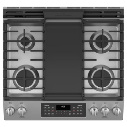 The Home Delight GE 30 -inch Slide-in Gas Range with No Preheat Air Fry Fingerprint Resistant in Stainless Steel
