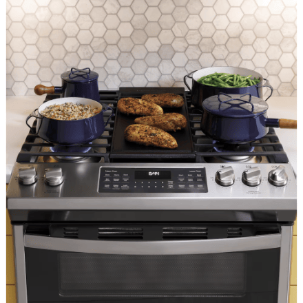 The Home Delight GE 30 -inch Slide-in Gas Range with No Preheat Air Fry Fingerprint Resistant in Stainless Steel