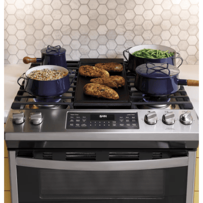 The Home Delight GE 30 -inch Slide-in Gas Range with No Preheat Air Fry Fingerprint Resistant in Stainless Steel