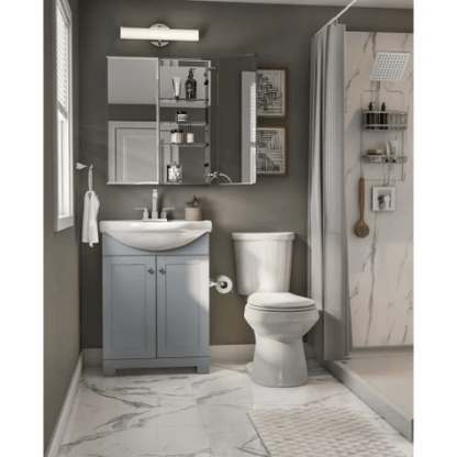 The Home Delight Glacier Bay Clancey 24-inch W x 19.5-inch D x 32-inch H Grey Wood Bathroom Vanity with Round Centre Single Sink Ceramic Top
