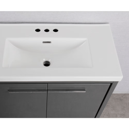 The Home Delight Glacier Bay Romali 30 inch Vanity with Ceramic Top in Gloss Grey Finish