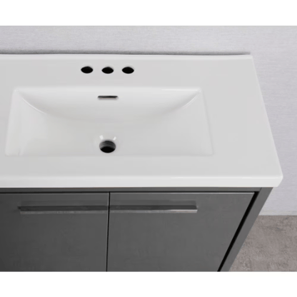 The Home Delight Glacier Bay Romali 30 inch Vanity with Ceramic Top in Gloss Grey Finish