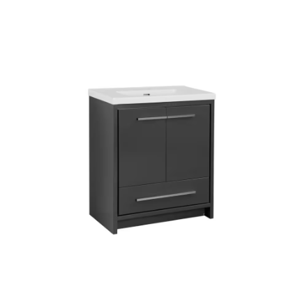 The Home Delight Glacier Bay Romali 30 inch Vanity with Ceramic Top in Gloss Grey Finish
