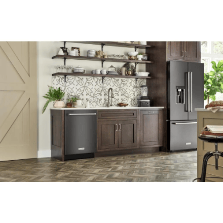 The Home Delight KitchenAid 24-inch Top Control Dishwasher in Black Stainless Steel with Stainless Steel Tub and 3rd Level Rack
