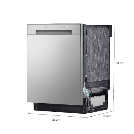 The Home Delight LG Electronics 24-inch Front Control Dishwasher in Platinum Silver with Stainless Steel Tub, AutoLeak Protection and Adjustable Racks