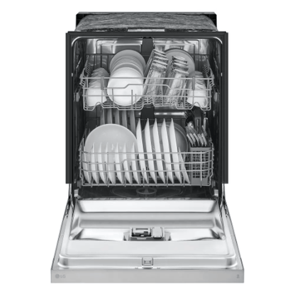 The Home Delight LG Electronics 24-inch Front Control Dishwasher in Platinum Silver with Stainless Steel Tub, AutoLeak Protection and Adjustable Racks