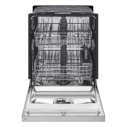 The Home Delight LG Electronics 24-inch Front Control Dishwasher in Platinum Silver with Stainless Steel Tub, AutoLeak Protection and Adjustable Racks