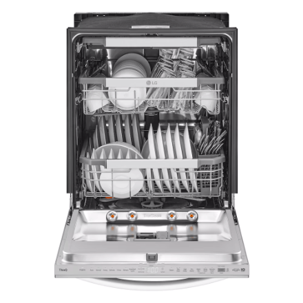 The Home Delight LG Electronics 24-inch Top Control Smart Dishwasher in Smudgeproof Stainless Steel with One Hour Wash & Dynamic Heat Dry TrueSteam® Cleaning, Adjustable 3rd Rack