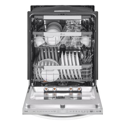 The Home Delight LG Electronics 24-inch Top Control Smart Dishwasher in Smudgeproof Stainless Steel with One Hour Wash & Dynamic Heat Dry TrueSteam® Cleaning, Adjustable 3rd Rack