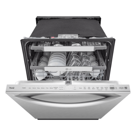 The Home Delight LG Electronics 24-inch Top Control Smart Dishwasher in Smudgeproof Stainless Steel with One Hour Wash & Dynamic Heat Dry TrueSteam® Cleaning, Adjustable 3rd Rack