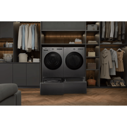 The Home Delight LG Electronics 5.8 cu. ft. Mega Capacity Smart Front Load Washer in Black Steel