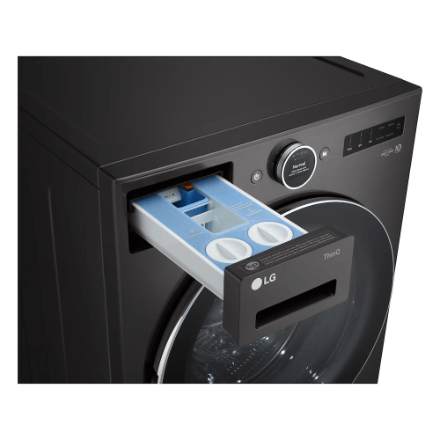 The Home Delight LG Electronics 5.8 cu. ft. Mega Capacity Smart Front Load Washer in Black Steel