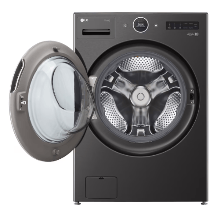 The Home Delight LG Electronics 5.8 cu. ft. Mega Capacity Smart Front Load Washer in Black Steel