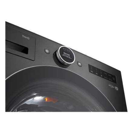 The Home Delight LG Electronics 5.8 cu. ft. Mega Capacity Smart Front Load Washer in Black Steel