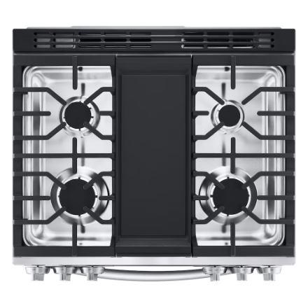 The Home Delight LG Electronics Slide-in Smart Gas Range with InstaView and Air Fry, ProBake Convection Oven in Smudge Resistant Stainless Steel