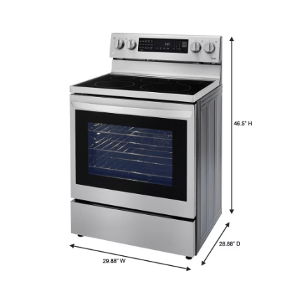 The Home Delight LG Electronics Smart Electric Glass-Ceramic Top Range with InstaView and Air Frier Oven in Smudge Resistant Stainless Steel