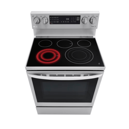 The Home Delight LG Electronics Smart Electric Glass-Ceramic Top Range with InstaView and Air Frier Oven in Smudge Resistant Stainless Steel