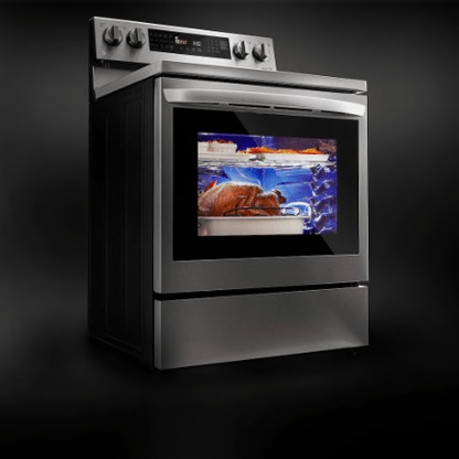The Home Delight LG Electronics Smart Electric Glass-Ceramic Top Range with InstaView and Air Frier Oven in Smudge Resistant Stainless Steel