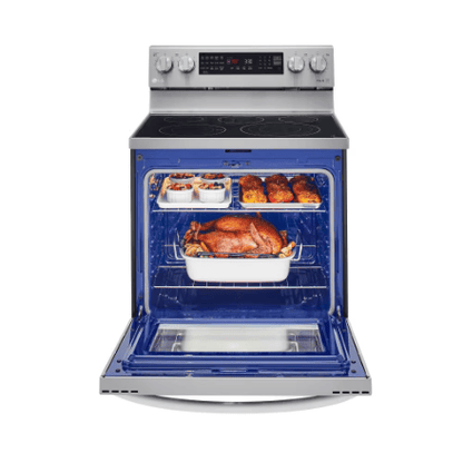 The Home Delight LG Electronics Smart Electric Glass-Ceramic Top Range with InstaView and Air Frier Oven in Smudge Resistant Stainless Steel
