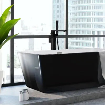 The Home Delight Matte black square freestanding bathtub faucet
