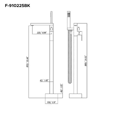 The Home Delight Matte black square freestanding bathtub faucet