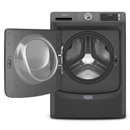 The Home Delight Maytag Front Load Washer with Extra Power and 12 Hr Fresh Spin 5.2 cu. Ft. Volcano Black