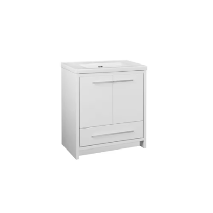 The Home Delight Romali 30-inch Bathroom Vanity with Ceramic Top in Gloss White Finish